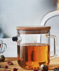 Glazen theekan voor theebloemen van hittebestendig borosilicaatglas met uitkomende theebloem