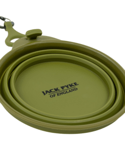 De Jack Pyke hondenbak volledig plat opgevouwen, zeer compact voor in je jaszak.