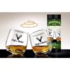 set van twee unieke whiskyglazen van Gilde wiebelglazen met herten silhouet en tekst Chef im Revier in luxe cadeauverpakking.