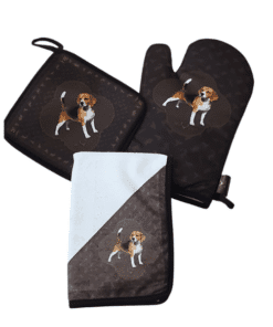 Keuken set Beagle, Keuken set Spaniël, Keuken set Teckel, Keuken set Heidewachtel, Keuken set Labrador blond, keukenhulpjes, ovenwant, pannenlap, ovenwant met print, pannenlap met print, wildzone, jacht cadeau jacht geschenk, honden cadeau, honden liefhebber, jagen, jacht, cadeau voor hem, cadeau voor haar,