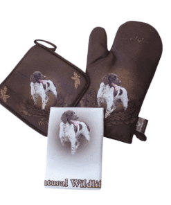 Keuken set Heidewachtel, Keuken set Labrador blond, keukenhulpjes, ovenwant, pannenlap, ovenwant met print, pannenlap met print, wildzone, jacht cadeau jacht geschenk, honden cadeau, honden liefhebber, jagen, jacht, cadeau voor hem, cadeau voor haar,