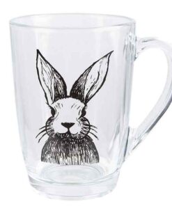 Theeglas konijn zwart,Theeglas transparant konijn, theedrinken, thee glas, natuur, cadeautje, pasen, haas, konijn, thee cadeau, cadeau, thee liefhebber