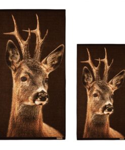 Luxe handdoeken wildprint ree badtextiel voor landelijke badkamer accessoires