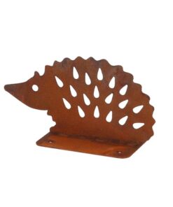 Esschert Design metalen roest egel tuinbeeld met bodemplaat