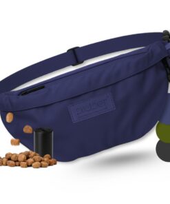 PiuPet Adventure Bag XXL hondentraining heuptas in het blauw met hondenbrokjes, telefoon en poepzakjes