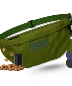 PiuPet Adventure Bag XXL hondentraining heuptas in het groen met hondenbrokjes, telefoon en poepzakjes