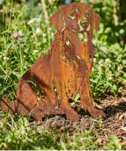 Cortenstaal Golden Retriever – Metalen Hondensilhouet Tuinsteker (44 cm) - Afbeelding 2