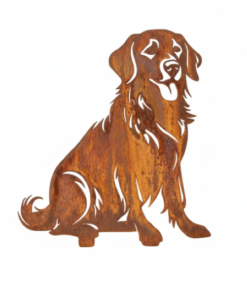 Cortenstaal golden retriever tuinsteker metalen hondensilhouet voor de tuin