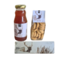• Het complete **cadeaupakket damhert sap** met chocolade en koekjes ingepakt als cadeau bij Veertjeskadoshop